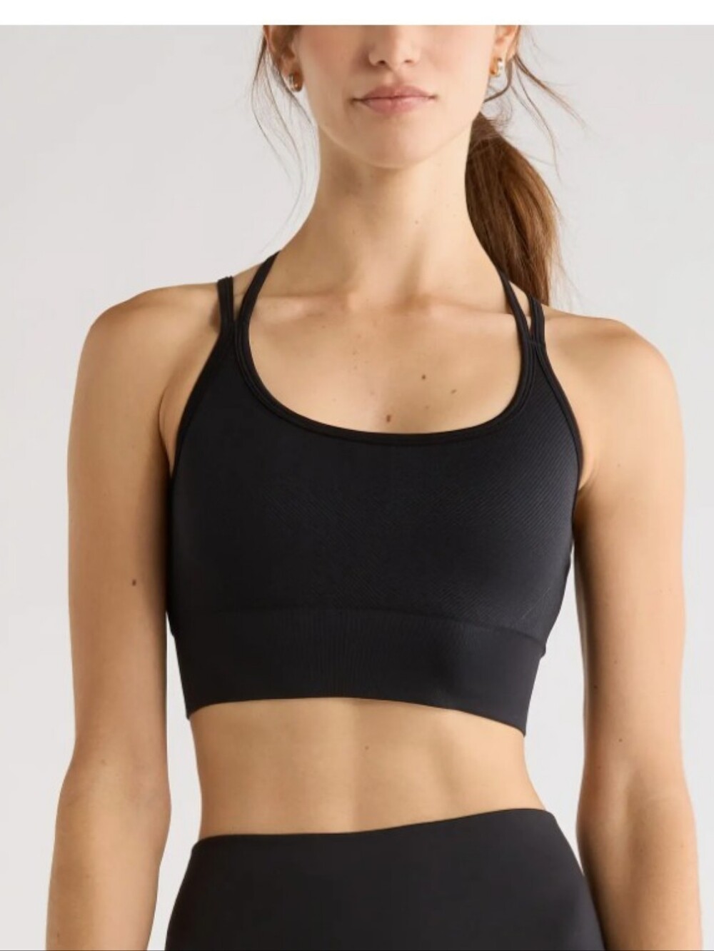 Zella Strappy Black Double-Strap Seamless Sports Bra SZ XL